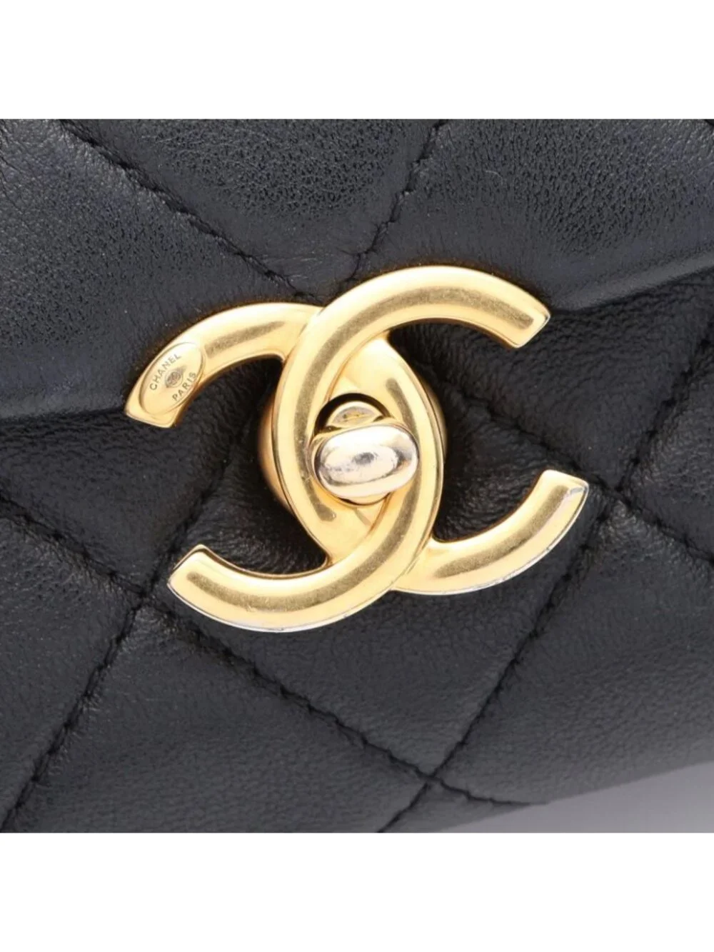 Chanel Shoulder Bag Quilted Black Lambskin Small Flap Chain